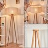 hofstein Stehlampe moderne Stehlampe aus Holz/Metall/Stoff in Natur(Eiche)/Weiß/Beige, ohne Leuchtmittel, mit rundem Schirm (50 cm) und Fußschalter, Höhe 151,5 cm, 1 x E27 Bild 5