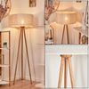 hofstein Stehlampe moderne Stehlampe aus Holz/Metall/Stoff in Natur(Eiche)/Weiß/Beige, ohne Leuchtmittel, mit rundem Schirm (50 cm) und Fußschalter, Höhe 151,5 cm, 1 x E27 Bild 4