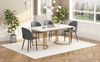 Merax Essgruppe, (Set,140×80cm Esstisch mit 4 Stühlen), Moderner Küchentisch Set , Samt Esszimmerstuhl Mit Diamantmuster, Verstellbare Stuhlbeine, Grau Samt, MDF Tischplatte in Weißer, Golden Tischbeine Bild 2