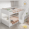 Merax Kinder-Etagenbett,Doppelbett, multifunktionales Kinderbett, Mit Treppen und Schließfächern,stabiles Geländer, ohne Matratze, 90*200cm, Weiß Bild 3