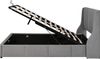Polsterbett 140x190 cm mit hydraulischem Stauraum – Doppelbett aus Samt in Grau Bild 2