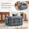 LVHOM 3-in-1 Schlafsessel, Klappsofa mit Schlaffunktion, Einzelschlafsofa mit Seitentaschen und Kissen, Polstersofa aus Cordstoff, frei Kombination, Dunkelgrau Bild 5
