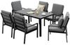 MeXo Gartenlounge-Set Garten-Essgruppe, (Gartenmöbel Set Aluminium, 7-tlg, 6x Sessel, 1x Esstisch, inkl. Auflagen, Polywood Tischplatte), Outdoor Loungemöbel Sitzgruppe Essgruppe Garnitur für 6 Personen Bild 4