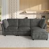 Merax 3‑Sitzer Modulares Sofa, frei kombinierbares L‑Ecksofa, mit Stauraum‑Hocker, Cloud‑Sofa Sitzgefühl, weich gepolstert, Chenille Stoff, 2 Armlehnenkissen, grau Bild 3