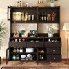 Sideboard Küchenschrank mit Changhong-Glastür Weinregal Schubladen großer Stauraum Holzoptik Anrichte Buffet,Schwarz Bild 3