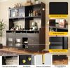 Sideboard Küchenschrank mit Changhong-Glastür Weinregal Schubladen großer Stauraum Holzoptik Anrichte Buffet,Schwarz Bild 4