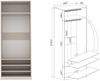 Marmex Möbel TRES 03C offener Schlafzimmerschrank mit Kleiderstange und Einlegeböden, Garderobenschrank ohne Türen, laminierte Spanplatte, graubeige cashmere, 80x206x51 cm Bild 2