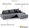 Beautysofa Ecksofa Draco L, Grau, Dunkelgrau, inkl. Wellenfedern Ecke mit Einfügung, mit Schlaffunktion Bild 3