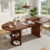 Ausziehbarer Esstisch mit verstecktem Staufach, verdickte Tischplatte für hohe Stabilität, flexibel anpassbar für kleine Räume, Küche, Arbeitszimmer und Wohnzimmer, MDF Tischplatte, Dunkelbraun Bild 5