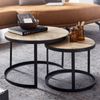 Wohnling Couchtisch 2er Set Massivholz / Metall Wohnzimmertisch Industrial Rund Bild 3