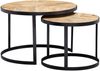 Wohnling Couchtisch 2er Set Massivholz / Metall Wohnzimmertisch Industrial Rund Bild 2