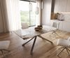 Esstisch Edge 200x100 Keramik Minas Melange Weiß-Beige Kreuzgestell Rechteck Edelstahl Bild 1