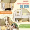 Etagenbett, Hausbett mit Schublade, Rutsche und Leiter, Hochbett mit Lattenrost im Blockhaus-Design, EN747-1:2024 Sicherheit (ohne Matratze), Massivholz, Weiß, 90×200 & 140×200 cm Bild 4
