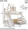 Etagenbett, Hausbett mit Schublade, Rutsche und Leiter, Hochbett mit Lattenrost im Blockhaus-Design, EN747-1:2024 Sicherheit (ohne Matratze), Massivholz, Weiß, 90×200 & 140×200 cm Bild 2
