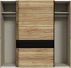 Forte BADERNA Kleiderschrank 220, 2-türiger Schwebetürenschrank mit Einlegeböden und Kleiderstange, Holzwerkstoff, Mauvella Eiche Dekor / Schwarz, 220,1 cm breit, 210,5 cm hoch, 61,2 cm tief Bild 4