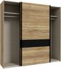 Forte BADERNA Kleiderschrank 220, 2-türiger Schwebetürenschrank mit Einlegeböden und Kleiderstange, Holzwerkstoff, Mauvella Eiche Dekor / Schwarz, 220,1 cm breit, 210,5 cm hoch, 61,2 cm tief Bild 5
