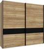 Forte BADERNA Kleiderschrank 220, 2-türiger Schwebetürenschrank mit Einlegeböden und Kleiderstange, Holzwerkstoff, Mauvella Eiche Dekor / Schwarz, 220,1 cm breit, 210,5 cm hoch, 61,2 cm tief Bild 3