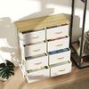Kommode mit 8 Stoffschubladen, Seitenfächern & Haken, 86x30x94,5 cm, Beige Bild 3