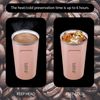SUNTQ Edelstahl Kaffeebecher to go Doppelwand Isoliert Auslaufsicher 380ml Rosa Bild 4