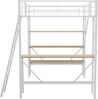 Hochbett 90x200 Metallbett mit Schreibtisch und Regalen,stabiler Eisenrahmen, platzsparendes Loftbett Bild 5