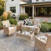 SVITA Sitzgruppe BROOKLYN, (Set, Gartenlounge mit Abdeckhaube), 4-teilig, Polyrattan Lounge Set, wetterfest, inkl. Kissen, Beige Bild 3
