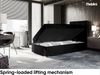 MEBLINI Boxspringbett KAI 80x200 cm mit Bettkasten - H3/Schwarz Samt Gepolstert Einzelbett mit Topper & Taschenfederkern-Matratze - 80x200 Rechts Bild 3