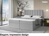 MEBLINI Boxspringbett ERLING 140x200 cm mit Bettkasten - H4/Grau Webstoff Polsterbett - Doppelbett mit Topper & Taschenfederkern-Matratze Bild 2