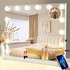 Nettlife Schminkspiegel mit Beleuchtung Dimmbare 50x40cm Hollywood 15 LED Spiegel, mit 3 Beleuchtungsmodi Touch Steuerung und Abnehmbare Lupe Bild 5