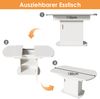 Esstisch ausziehbar mit Stauraum, Spanplatte & Metall, Weiß mit goldfarbenem Griff Bild 4