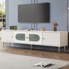 Merax Eleganter 170*35*50cm TV-Schrank – Weißer Korpus mit Goldenen Beinen und Griffen, 2 Türen mit Vertikalrillen, 2 Türen mit Bogenglas Bild 5