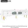 Merax Eleganter 170*35*50cm TV-Schrank – Weißer Korpus mit Goldenen Beinen und Griffen, 2 Türen mit Vertikalrillen, 2 Türen mit Bogenglas Bild 4