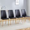 Esszimmerstuhl 4er-Set in Schwarz aus PU-Leder, 43 x 42,5 x 92,5 cm, mit goldenen Metallbeinen Bild 2