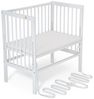 FabiMax Beistellbett Babybett Boxspring weiß lackiert, 90 x 55 cm Liegefläche, aus Buchenholz, Stufenlos höhenverstellbar 40-73 cm, Holz-Lattenrost Bild 4