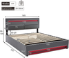Merax Polsterbett LED Doppelbett 160x200cm mit USB-Anschluss und hydraulischem Stauraum, grau Bild 4