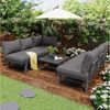 MODFU Gartenlounge-Set 6-Sitzer Gartenmöbel Sofagarnitur aus Aluminium, (Dunkelgraues Aluminiumgestell mit Schutzfüßen, 3-tlg, Lounge-Set für 5-6 Personen) Bild 2
