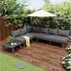 MODFU Gartenlounge-Set 6-Sitzer Gartenmöbel Sofagarnitur aus Aluminium, (Dunkelgraues Aluminiumgestell mit Schutzfüßen, 3-tlg, Lounge-Set für 5-6 Personen) Bild 5