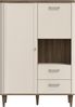 Forte LACETTI Schrank 100, modernes Highboard mit abgerundeten Ecken, Tür, Kippfach und 2 Schubladen, Kaschmir | Beige mit Valencia Eiche Holzdekor, 100,1 cm breit x 142,9 cm hoch x 41,2 cm tief Bild 2