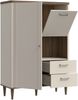 Forte LACETTI Schrank 100, modernes Highboard mit abgerundeten Ecken, Tür, Kippfach und 2 Schubladen, Kaschmir | Beige mit Valencia Eiche Holzdekor, 100,1 cm breit x 142,9 cm hoch x 41,2 cm tief Bild 5