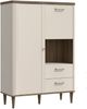 Forte LACETTI Schrank 100, modernes Highboard mit abgerundeten Ecken, Tür, Kippfach und 2 Schubladen, Kaschmir | Beige mit Valencia Eiche Holzdekor, 100,1 cm breit x 142,9 cm hoch x 41,2 cm tief Bild 3
