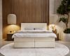 GRAINGOLD Marbella Doppelbett 140x200,Boxspringbett mit Kopfteil und Bettkästen, Velour-Stoff, Beige Bild 3