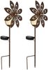 2er Set Solar Gartenstecker Windspiel mit Erdspieß in Rostoptik, Höhe 50cm Bild 2