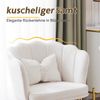 Eleganter Samt Blütenblatt Sessel mit vergoldeten Metallbeinen – Bequemer Polstersessel für Wohnzimmer,Beige Bild 4