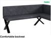 MEBLINI Eckbank für Esszimmer mit ausziehbarem Tisch - Küchenbank - Essecke - Sitzecke Küche - ERIC - X-Beine 128x168x87cm Rechts - Dunkelgrau Samt/M Schwarz Hochgl. Bild 5