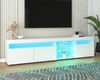 Moderner, weißer TV-Ständer mit Hochglanzfront und dimmbarer LED-Beleuchtung, geeignet für Wohn- und Esszimmer, 180 cm. Bild 3
