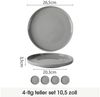 JIWOO Teller 4er Ø26,5cm, Frühstücksteller Salatteller Steakteller Dessertteller, (4 St), Keramik Tellerset Grau Mikrowellen spülmaschinenfest Ø26,5 cm Bild 2