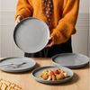 JIWOO Teller 4er Ø26,5cm, Frühstücksteller Salatteller Steakteller Dessertteller, (4 St), Keramik Tellerset Grau Mikrowellen spülmaschinenfest Ø26,5 cm Bild 4