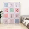 JEOBEST Kleiderschrank DIY-Aufbewahrungsschrank, Modular Kombiniert Garderobe 12 Würfel Schrank aus Kunststoff mit 2 Kleiderstange, Platzsparend Bild 2