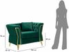 Dmora Sessel Gabbiano, Gepolsterter Sitz, Einzelsofa im Wohnzimmer, Stuhl mit Armlehnen, 104x83 h76 cm, Grün Gold Bild 3