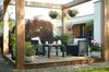 Dmora Loungeset für draußen Petawawa, Outdoor-Lounge mit Couchtisch, Terrassenset mit Kissen, Gartenkomposition mit Sofa und Sesseln, 65x63 h74 cm, Anthrazit Bild 2
