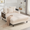 Cord-Lounge m. Chaiselongue, LED, USB, Getränkehalter, Stauraum, Beige Bild 2